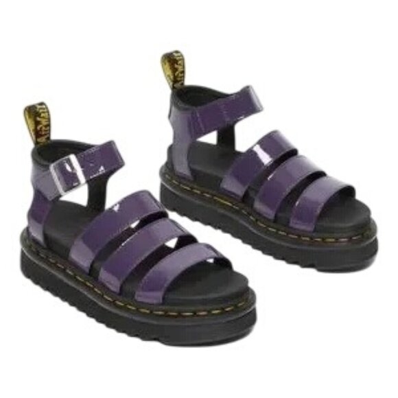 Dr. Martens Blaire Black Currant Patent Leather Sandals - Picture 1 of 7